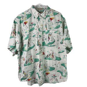 Cotton Brothers Vintage Shirt Golf Golfer Dad Button Down Size XL Flaw
